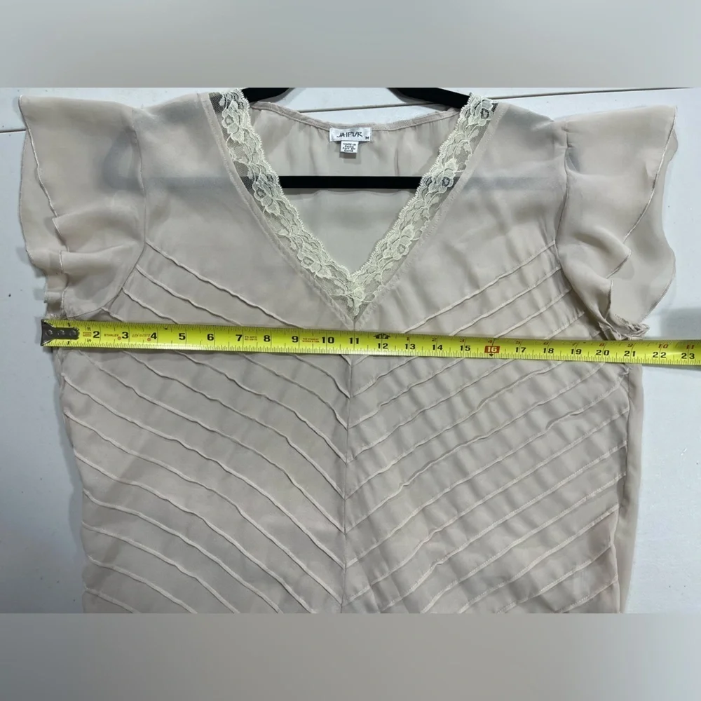 Jaipur sheer tan blouse women’s size M - Picture 11 of 14
